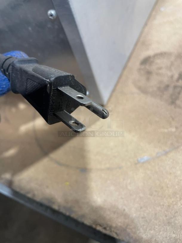 Otis Spunkmeyer OS-1 stainless steel convection oven plug detail; electric powered, 120V, includes 3 trays.