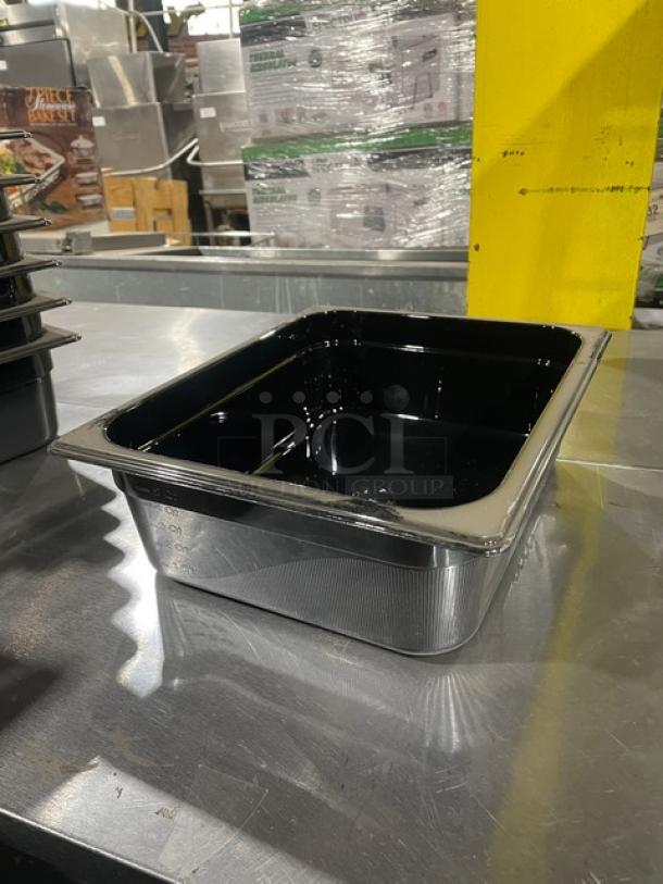 Rubbermaid Commercial 1/2-Size Insert Pan, Model FG224P00BLA, Black, 4" Deep, New Condition.