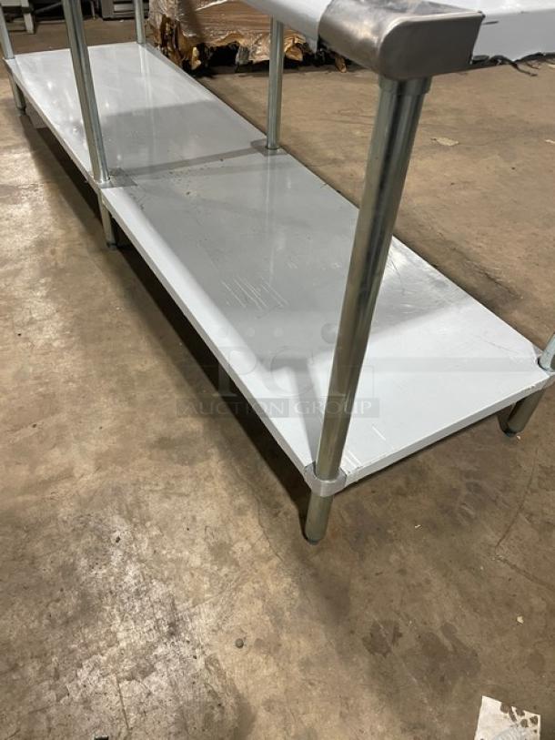 L&J Commercial Stainless Steel Worktop Table with single undershelf and legs, new but scratch-and-dent condition.