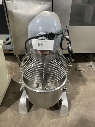 Black Diamond BDPM-20 mixer with 20 Qt. stainless steel bowl, guard, and flat beater. Model BDPM20, 120V, on legs. Serial SN: 1908200.