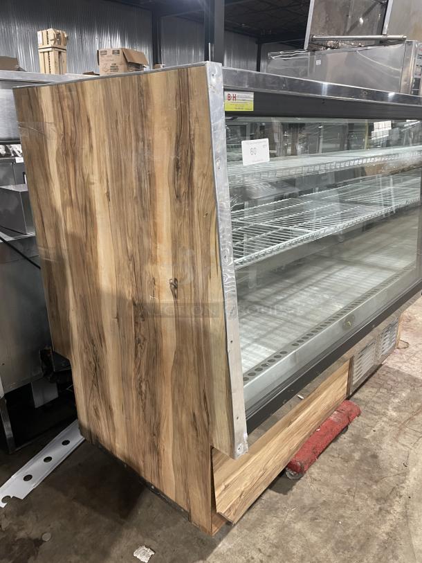 Marc SQBCR59 59" bakery merchandiser with wooden finish, poly coated rack, rear sliding glass doors. Model: SQBCR-59 SN: 130615.