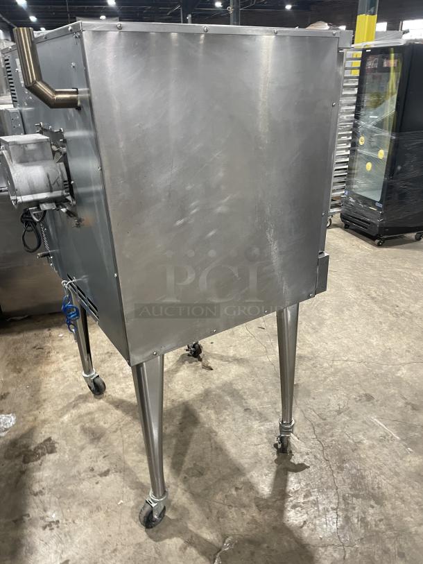 Imperial PCVG1 stainless steel convection oven, natural gas, single-stack, on casters, with wired rack, working condition.