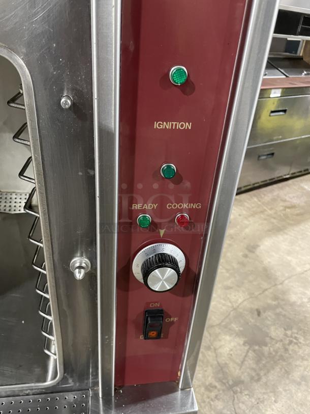 Crown GSX-10HE convection steamer with dual compartments, universal pan racks, individual controls, and on/off switch.