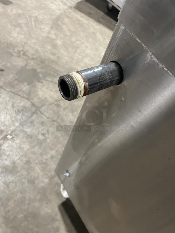 Crown GSX-10HE convection steamer side view, stainless steel, natural gas, dual compartment, visible pipe connection.