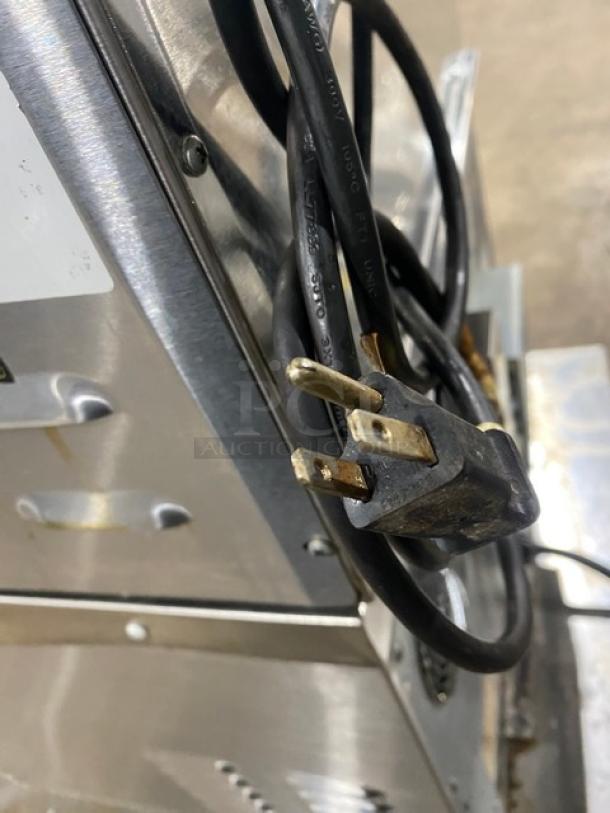 Hatco Glo-Ray GRMW3 stainless steel food warmer, electric powered, 120V, used condition, visible power cord and plug.