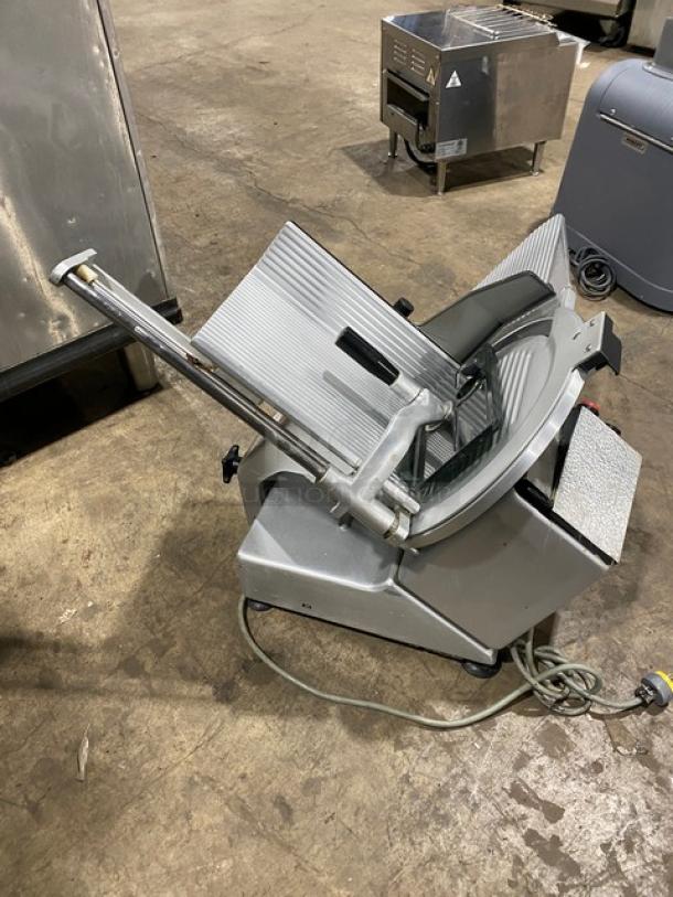 Bizerba commercial stainless steel electric deli slicer, model SN: 22-12929, 120V, heavy-duty, countertop use, excellent condition.