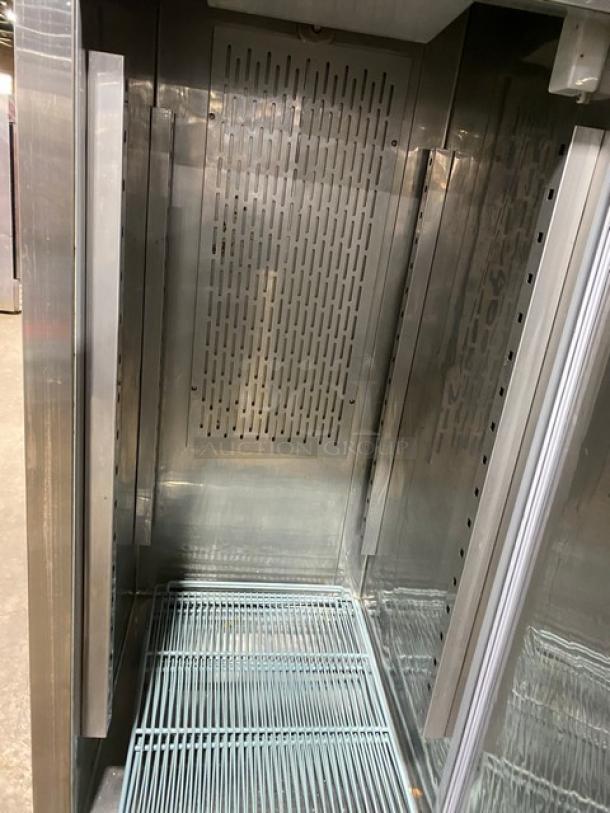 Avantco Commercial Stainless Steel Single Solid Door Reach-In Freezer, Model 178SS1RHC, with poly coated wired rack visible inside.