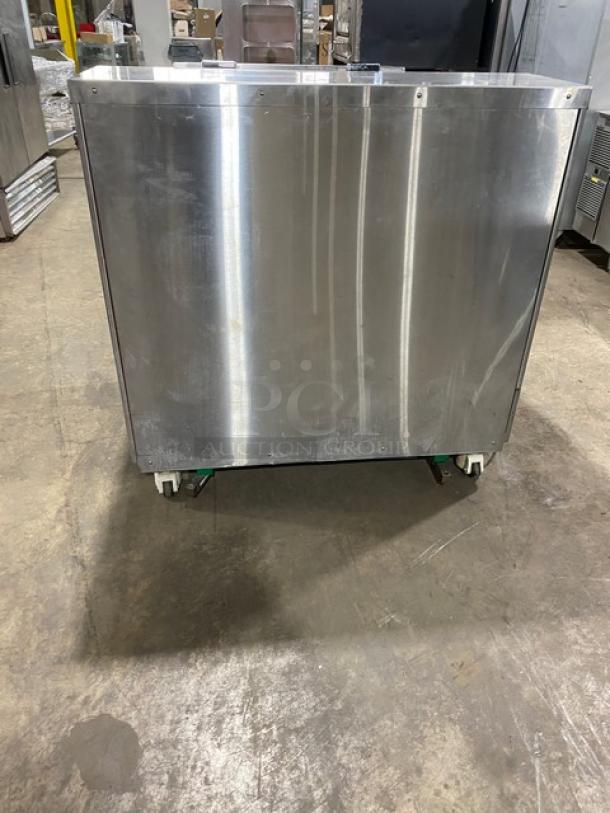 ORCA commercial stainless steel food waste digester with on-board scale, touchscreen interface, 120V, on casters, good condition.
