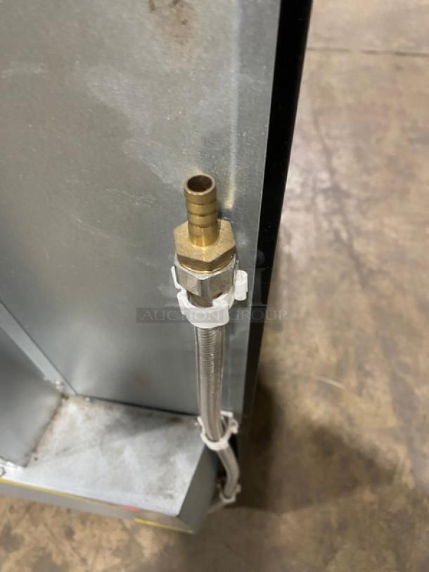 Kool-It KOM-36XBK commercial grab-n-go merchandiser, black, multi-tier, with adjustable shelving, shown on legs.