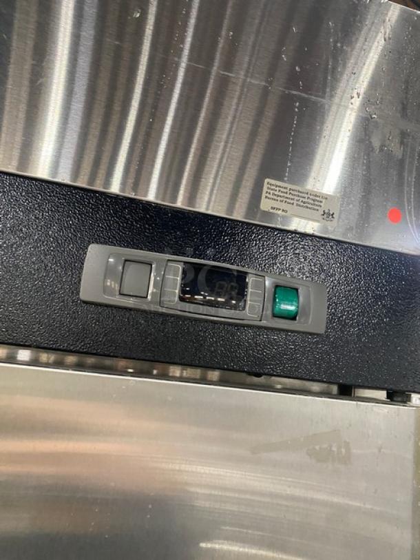 Migali C-2R stainless steel 2-door reach-in refrigerator, Energy Star certified, digital control panel, model C2R.