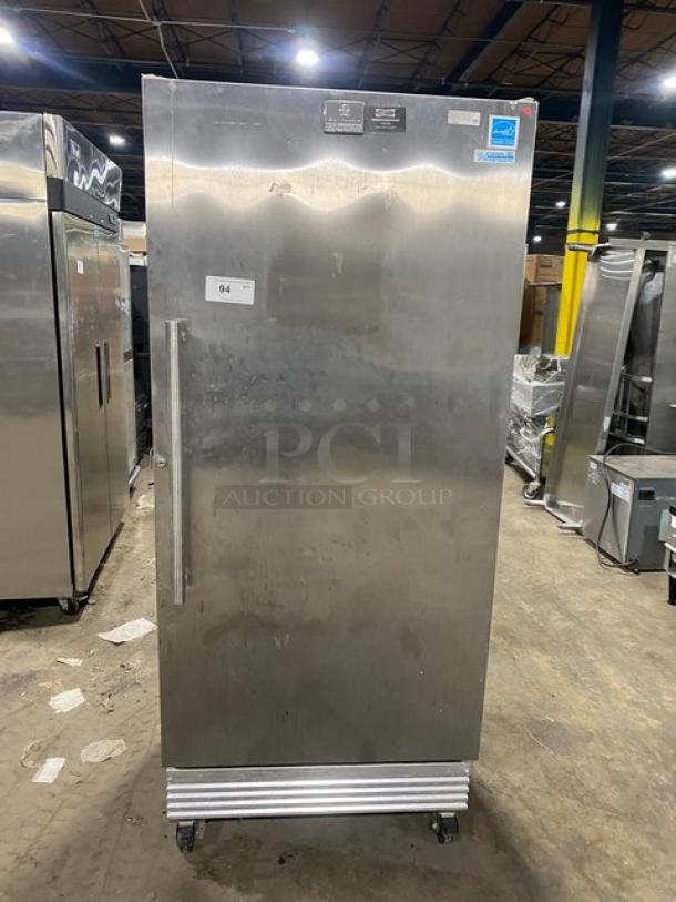 Kelvinator stainless steel reach-in freezer, Model KFS220RHY1, Energy Star, poly coated rack, on casters, SN: WB21265303.