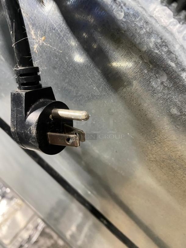 Kelvinator commercial stainless steel reach-in freezer plug and cord detail, Model KFS220RHY1, Energy Star certified.