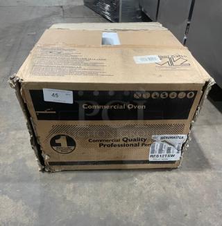 NEW Menumaster RFS12TSW Commercial Microwave Oven in box, digital controls, stainless steel, 120V, SN: 1301510098.
