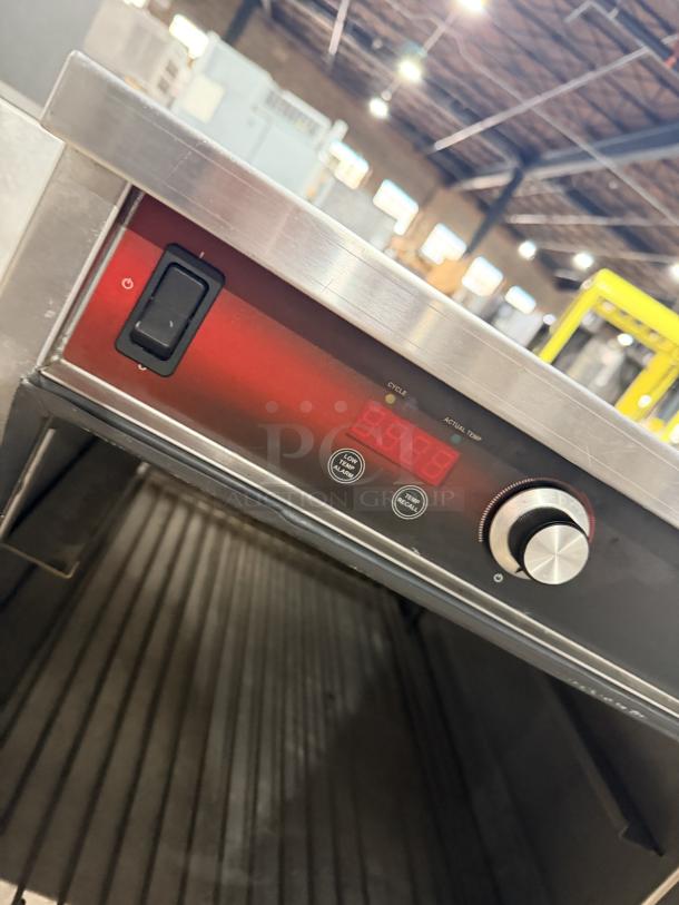 FWE HLC-1826-3-CHP stainless steel heated cabinet, 2019 model, for 3 pans, electric-powered. Control panel with digital display.