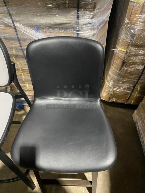 Brand new commercial bar-height dining chair in modern style, black finish, excellent condition. Ideal for dining spaces.