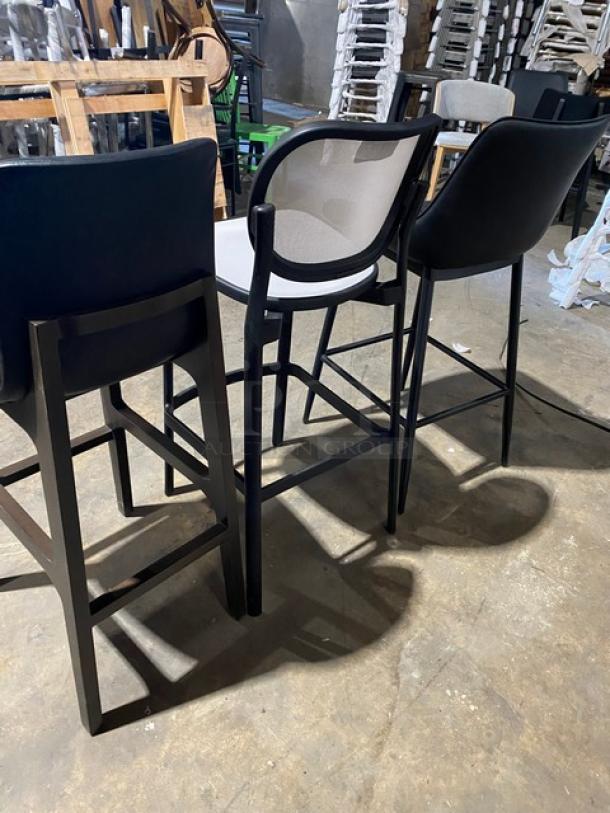 Brand new modern bar-height dining chairs, assorted styles. Sturdy construction, sleek design, pristine condition.