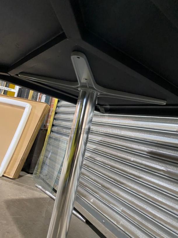 Brand new DuroWood 30"x30" square dining table, model DW3030, with durable 4-leg pedestal base.