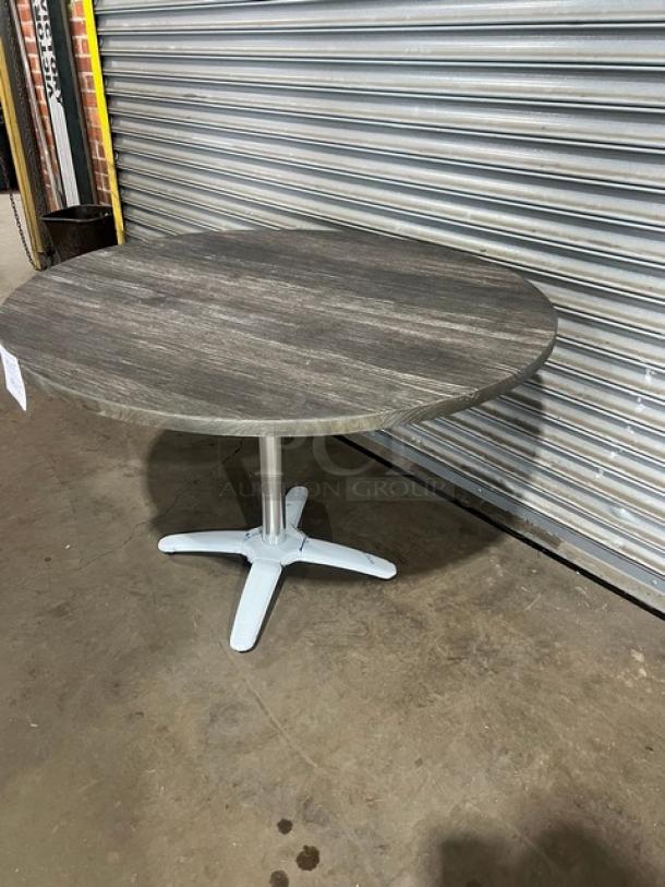 Brand new DuroWood 42" round dining table, model DW-42, with durable 4-way pedestal base. Commercial modern design.