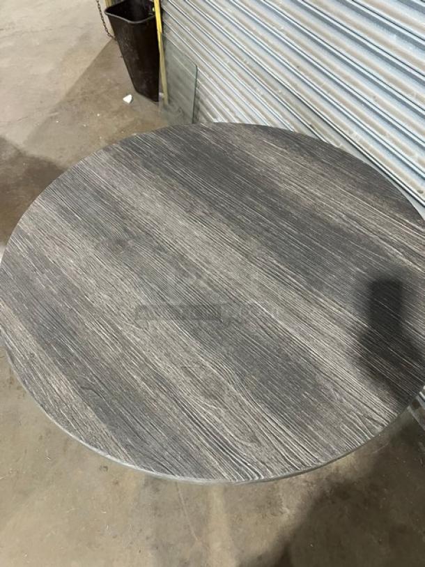 BRAND NEW DuroWood 42" round dining table, model DW42, with 4-way pedestal base, durable modern design.