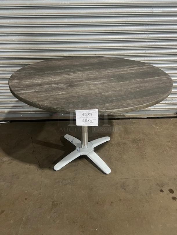 Brand new DuroWood 42" round dining table, model DW-42, with 4-way pedestal base. Durable, modern design.