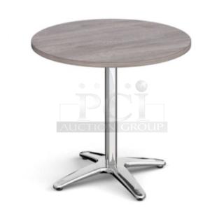 Brand new DuroWood 24" round dining table, Model DW-R24, with 4-way pedestal base. Ideal for cafes.