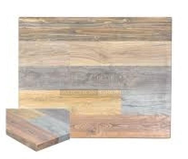 Barn wood plank dining table, 30"x30", model DW-3030. Rustic DuroWood, 4-way pedestal base. Brand new condition.