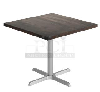 Brand new DuroWood 24"x30" dining table, model DW2430, with dark wood top and 4-way pedestal base.
