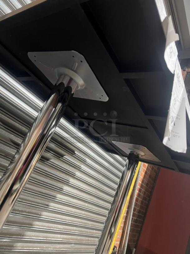 Barn Wood Plank Rustic DuroWood Dining Table, 30"x48", chrome T-style base, Model DW3048, brand new condition.