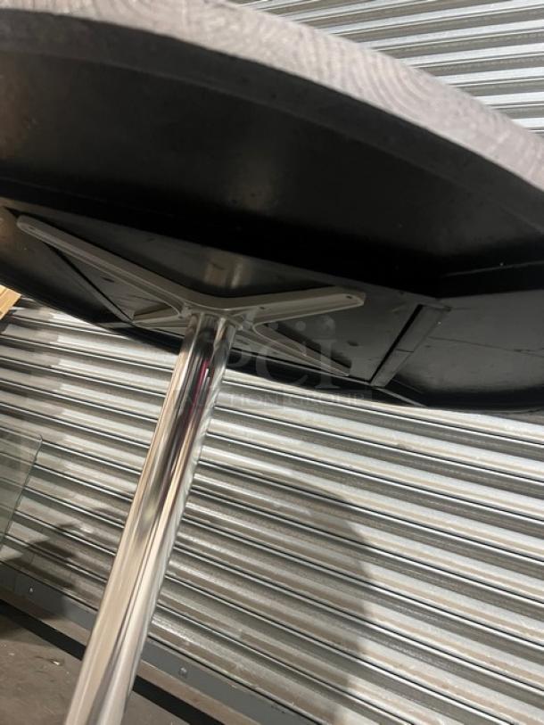 Modern DuroWood 36" round dining table with 4-way pedestal base, model DW36, brand new condition.