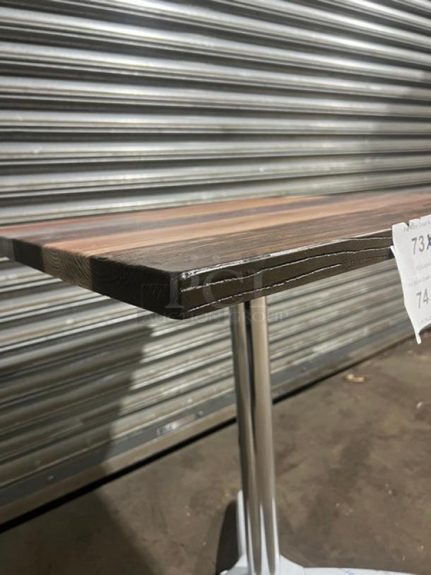 Barn Wood Plank Rustic DuroWood 24"x24" Square Dining Table with 4-Way Pedestal Base, Model DW2424, new condition.