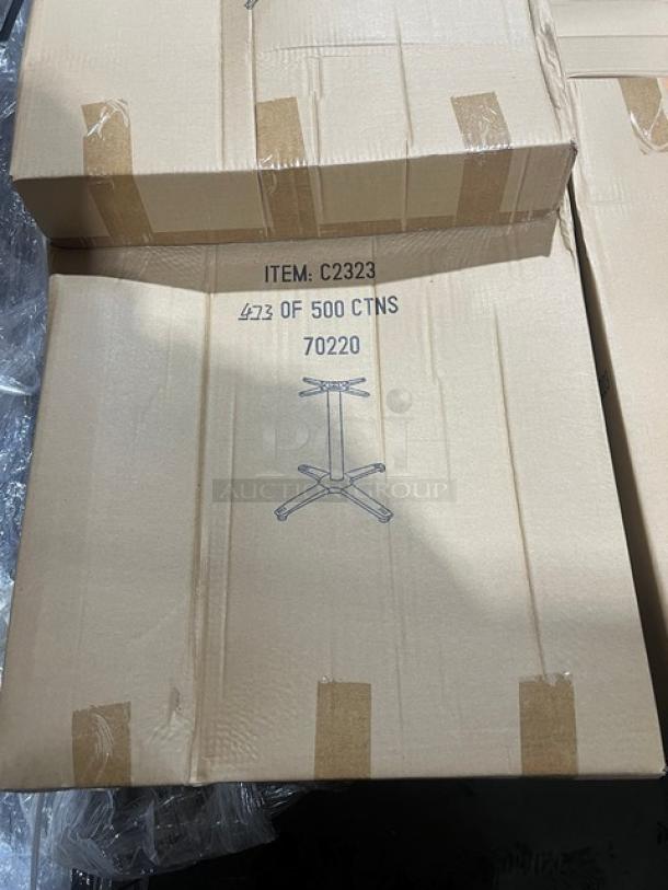 New Barn Wood Plank Rustic DuroWood Dining Table, Model DW-2424, 24"x24", 4-way pedestal base, boxed, item C2323.