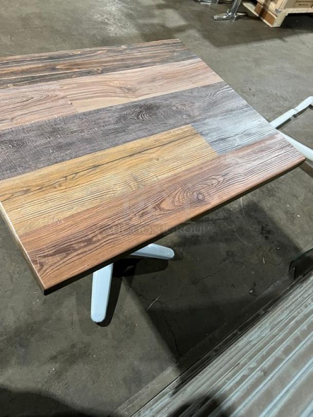 Brand new Barn Wood Plank Rustic DuroWood 24"x30" dining table, model DW2430, with 4-way pedestal base.