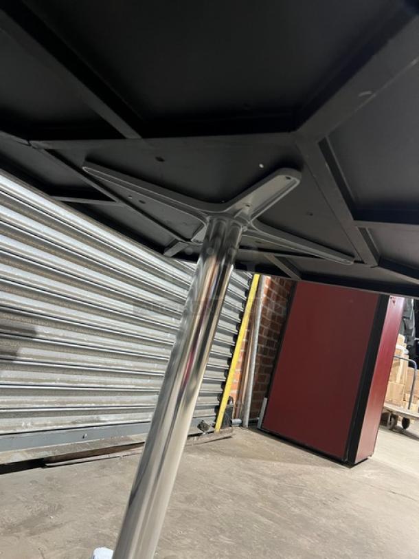 Barn Wood Plank DuroWood dining table, 36"x36", 4-way pedestal base, model DW-3636, new condition.