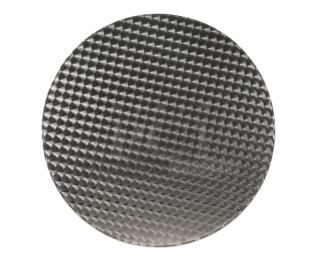 Brand new aluminum round cocktail table TAD36 with textured surface and matte steel hairpin legs, indoor/outdoor use.