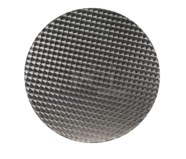 Brand new TAD36 round aluminum cocktail table with textured top and matte steel hairpin legs, suitable for indoor/outdoor use.