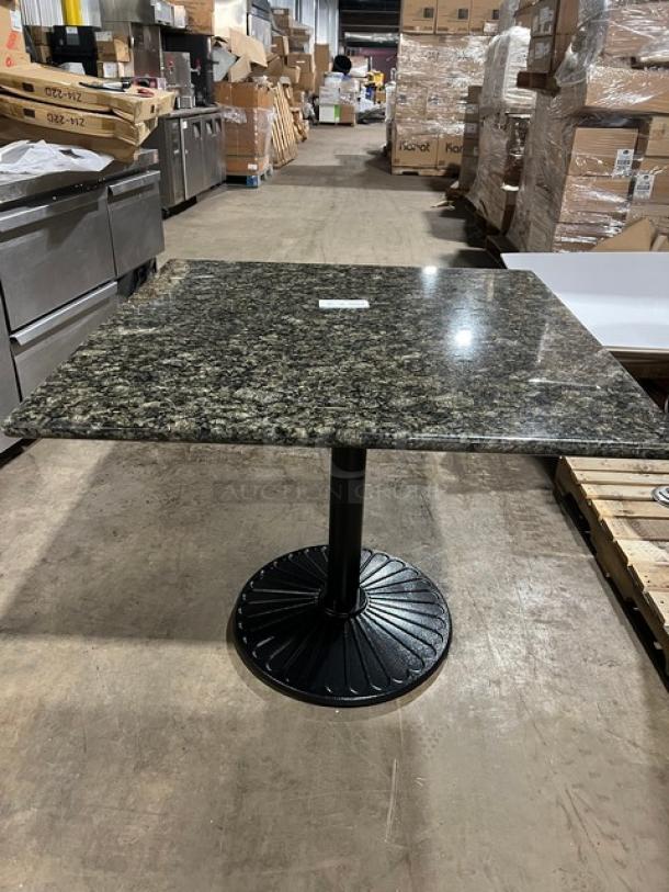 Art Marble Furniture Ubatuba granite dining table, 36"x36", with semi-gloss cast iron base, model G203, brand new.