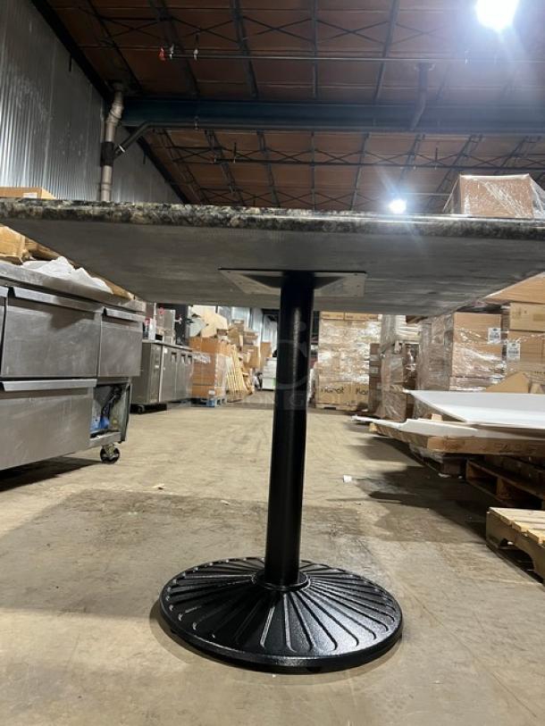 Brand new Art Marble Furniture Ubatuba Granite 36"x36" dining table, model G203, with semi-gloss cast iron base.