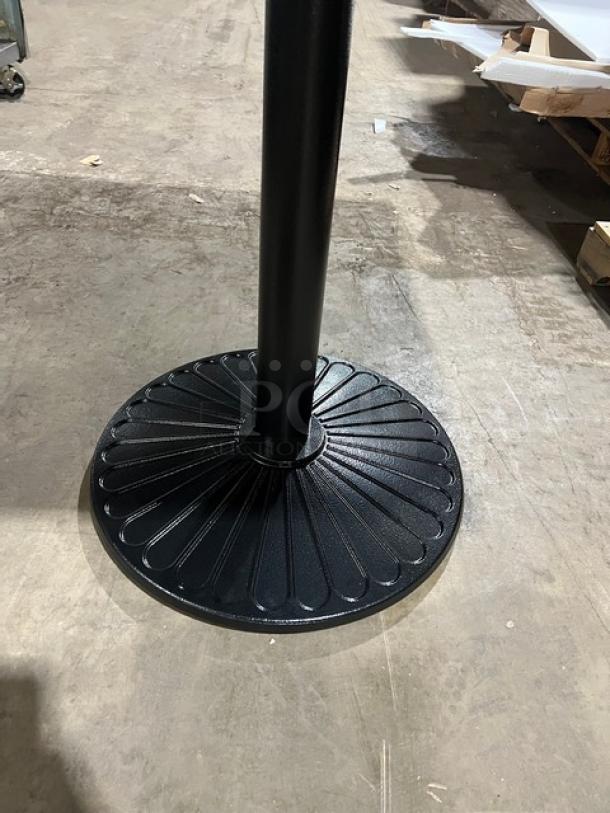 Brand new Art Marble Furniture dining table with Ubatuba granite top, 36"x36", semi-gloss cast iron base, model G203.