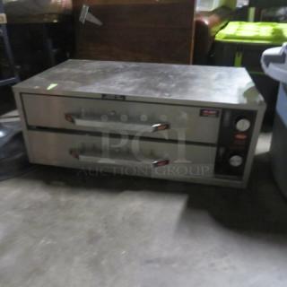 Hatco 2 Drawer Warmer, Model HDW-1R2, 120 Volt, 29x16.5x11 inches. New condition. Stainless steel with easy-access handles.