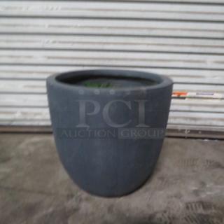18x17 round planter, matte black finish, sturdy construction, good condition, suitable for indoor and outdoor use.