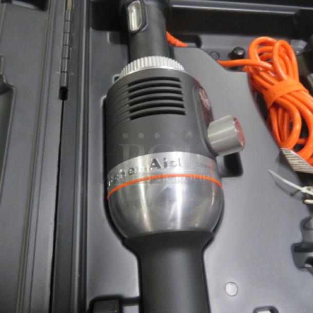 New Kitchenaid 18" Variable Speed Immersion Blender, Model KHBC4180B, with carry case, 120V.