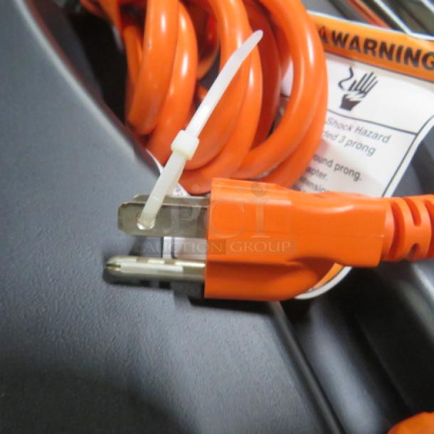 Kitchenaid KHBC4180B immersion blender, new, with orange cord and carry case. Warning label visible, 120V, $799.95.