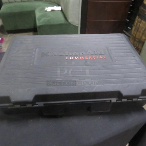 Kitchenaid 18" immersion blender with carry case, Model KHBC4180B, black, commercial use, includes variable speed control.