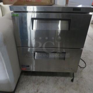 Turbo Air 2 Drawer Refrigerated Work Top, Model TUF-28SD-D2-N, on casters; stainless steel, 27.5"x30"x36", 115V.
