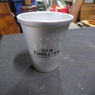 Old Forester Tin Mule cup with branded logo, made of metal, in good condition, featuring "The First Bottled Bourbon" text.