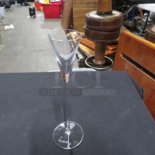 Underberg Stilglas Cristal 2cl flute with signature on base, excellent condition, clear glass, elegant design.