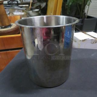 Stainless steel Bain Marie, cylindrical shape, polished finish, excellent condition, suitable for food warming.