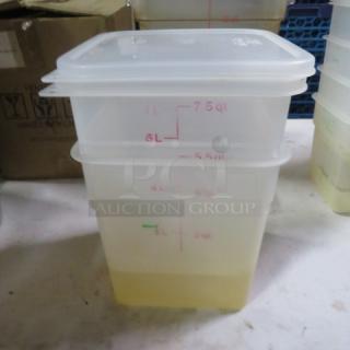8qt transparent food storage container with lid, featuring capacity markings and secure fit. Ideal for kitchen use.