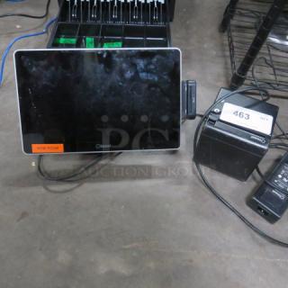 Toast ALL IN ONE POS Terminal and TP200 Thermal Printer, labeled "WINE ROOM" and "463," in good condition.