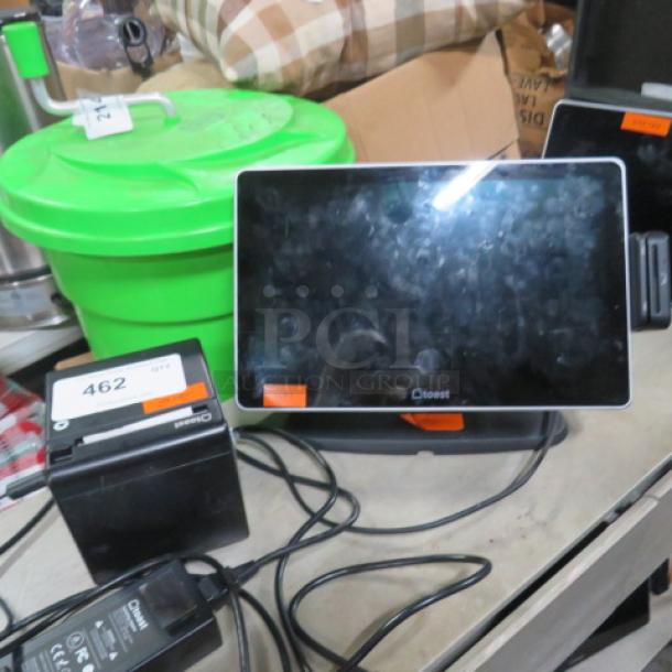 Toast ALL IN ONE POS Terminal with card reader, TP200 Thermal Printer, power cables included. Slightly used condition.